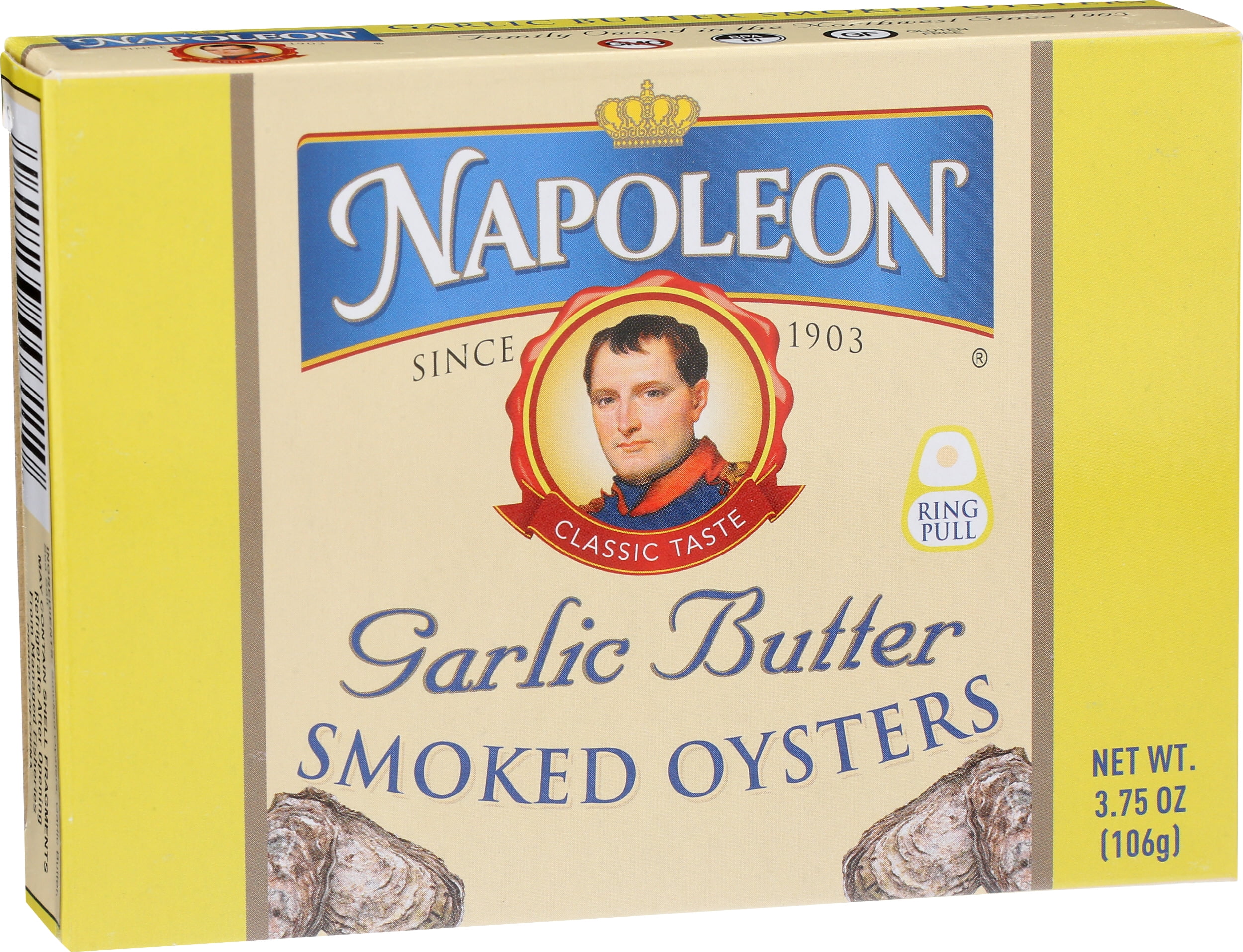 Pack of 25, Napoleon Garlic Butter Smoked Oysters, 3.75 oz