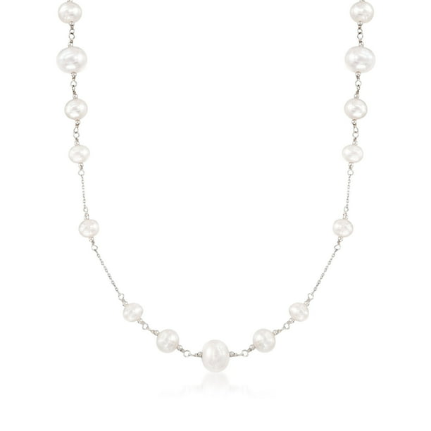 RossSimons RossSimons 610mm Cultured Pearl Station Necklace in Sterling Silver Walmart