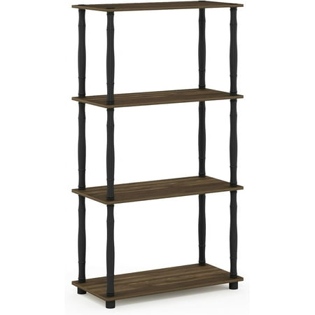 

4-Tier Multipurpose Shelf Display Rack Classic Tubes Walnut/Black