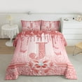 thumbnail image 2 of Manfei Letter Monogrammed Initial J Girl 2pcs Bedding Comforter Set,Kawaii Bow Butterfly Twin Comforter Sets,Bling Crystal Pink Glitter Breathable Bedding Set,Lightweight Room Decor,Reversible, 2 of 8