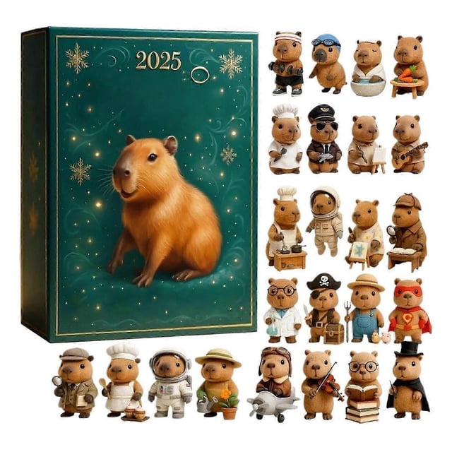 Capybara Advents Calendars 2025 Unique Flat Pendant Holiday Decor for Mantlepiece Display