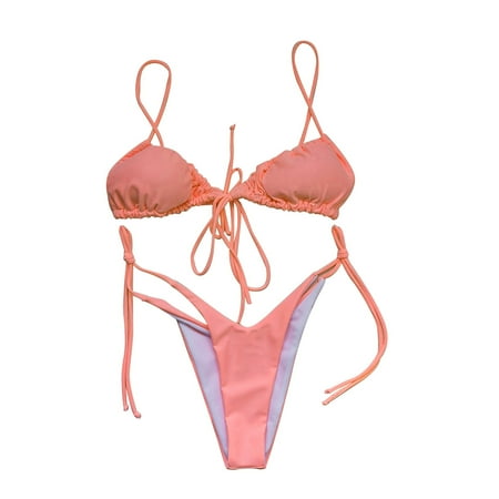 High Waisted Bikini Women s Two Piece High Cut Sets Halter Tie Side Thong Swimsuit String Sexy Triangle Bikini Bikini Sets for Women F