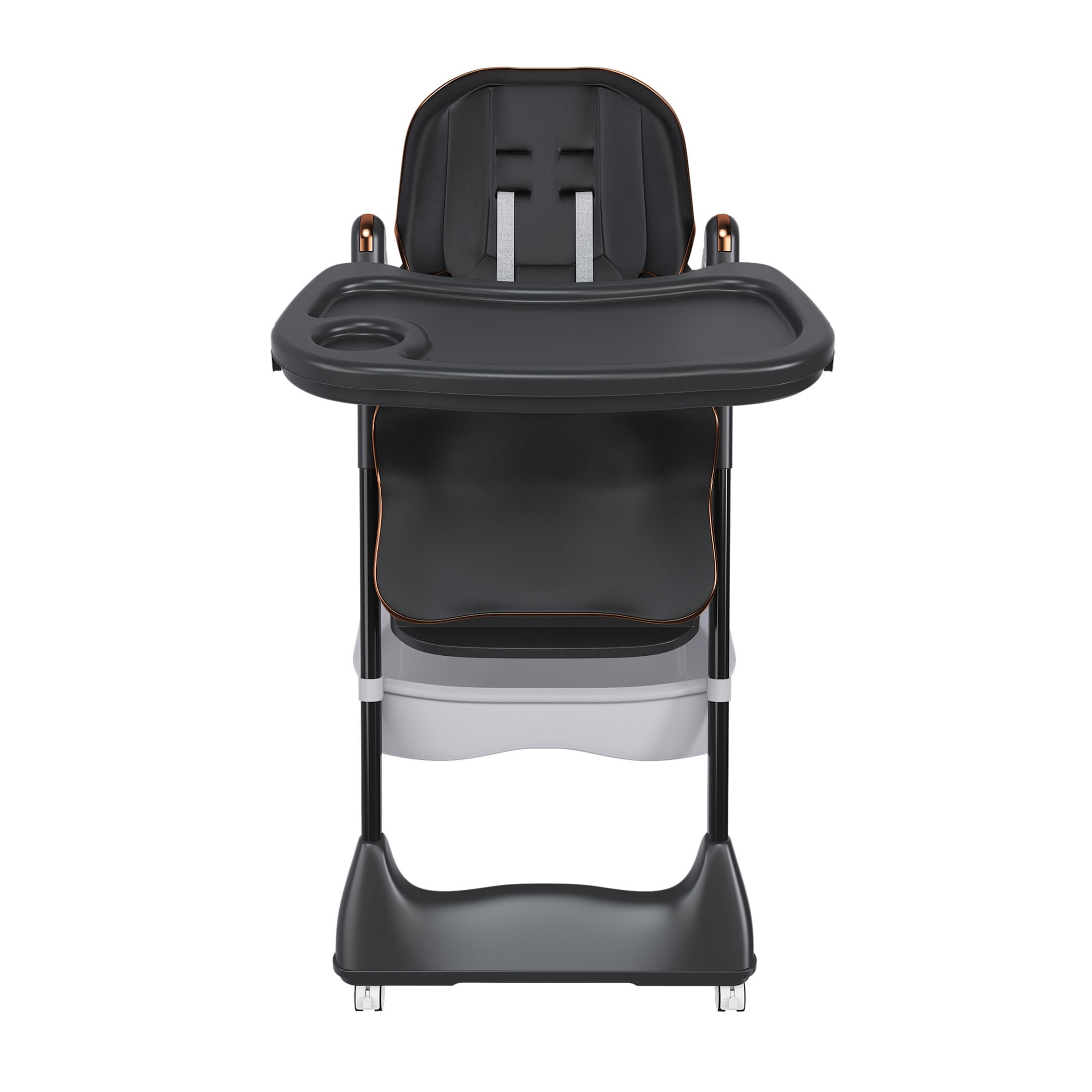 Noble House Adjustable Baby High Chair with Tray, Safety Harness & Lockable Wheels, Black