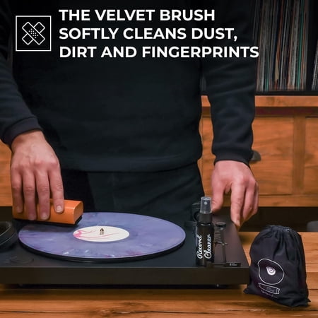 Big Fudge Vinyl Record Cleaning Kit - 4-in-1 Solution with Velvet Brush, Cleaning Liquid, Stylus Brush & Pouch