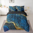 thumbnail image 2 of Homewish Modern Fluid Art 7pcs Bedding Comforter Set,Marble Print Queen Bedding Sets,Gold Blue Queen Sheet Sets For Teens,Microfiber Bedroom Decor Reversible, 2 of 8