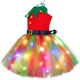 thumbnail image 5 of Disfraz de elfo navideño para niñas, vestido de princesa con tutú navideño con luz LED, ropa para fiesta de Navidad de Año Nuevo, regalo, 5 of 5