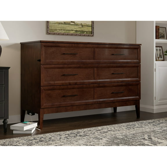 Solid Wood Murphy Bed Chest with MattressCharger - Twin, Full Sizes - Space Saving Furniture