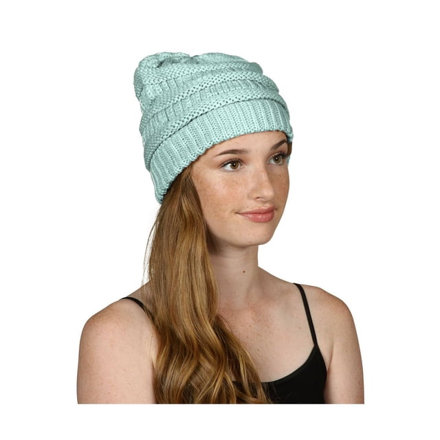 Gravity Threads Knit Soft Stretch Beanie Cap, Mint