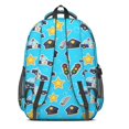 thumbnail image 3 of Police and Traffic Light Blue Pattern Backpack for School, Cute School Bag with Adjustable Shoulder Straps and Padded Back, 16.9"x12.6"x5.9", 3 of 4