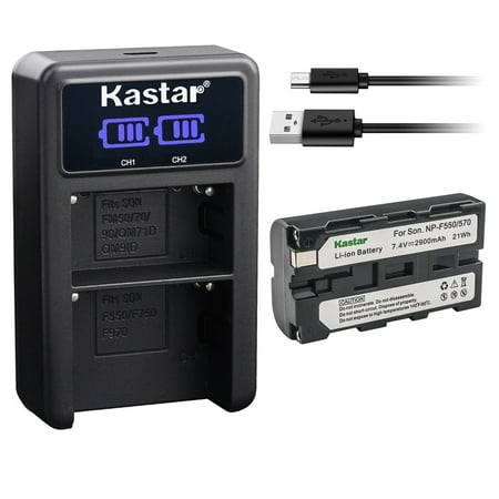 Kastar 1-Pack NP-F570 Battery and LED2 USB Charger Compatible with Elvid FieldVision 4KV2 7", Elvid FieldVision 10.1" LCD On-Camera Monitor, Elvid SkyVision 7" Wireless Aerial Imaging Monitor