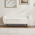 thumbnail image 5 of Velvet Storage Bench for Bedroom, 55" Extra Long Bench for King Size Bed, Modern Upholstered End of Bed Ottoman Bench with Arms and Gold Legs for Entryway Living Room, 5 of 8