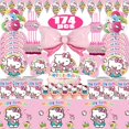 thumbnail image 2 of Suministros de fiesta Kawaii de Hello Kitty, globos de gato rosa, tazas, platos, mantel, juguetes, decoraciones de feliz cumpleaños, Sanrio, 2 of 4