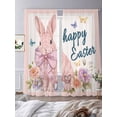 thumbnail image 3 of Easter Rabbits Sheer Curtains 108 Inch Length 2 Panels Set Window Treatments, Spring Floral Cute Bunny Butterflies Pink Rod Pocket Semi Curtains for Living Room/Bedroom/Kitchen Décor, 104"W x 108"L, 3 of 7