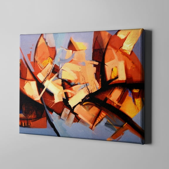 Unlimited Art Project - Light Blue Brown Stems Abstract Modern Canvas Wall Art Print