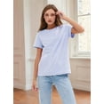 thumbnail image 4 of T-shirts à Manches Courtes Surdimensionnés pour Femmes, Col Rond, Coupe Ample, T-Shirt d'Entraînement, Hauts Décontractés d'Été, Coton, Violet Pâle, TTG, 4 of 9