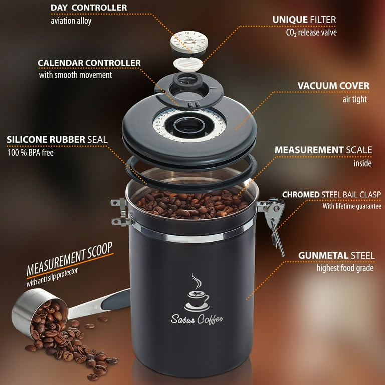 22oz Coffee Canister, Airtight Coffee Storage Container for Coffee Beans  Grounds