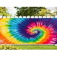 thumbnail image 3 of 8X6 ft 60s 70s 80s 90s Colorful Rainbow Tie Dye Photography Garage Door Decorations Background Spiral Tie Dye Wall Decor Hippie Birthday Theme Party Backdrop Parade Party Decor Banner Cover, 3 of 5
