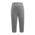 thumbnail image 3 of TrendOFT Womens Yoga Capri Pants High Waist Lifting Capri Leggings with Pockets Wide Leg Crop Exercise Workout Pants Light Gray S, 3 of 3