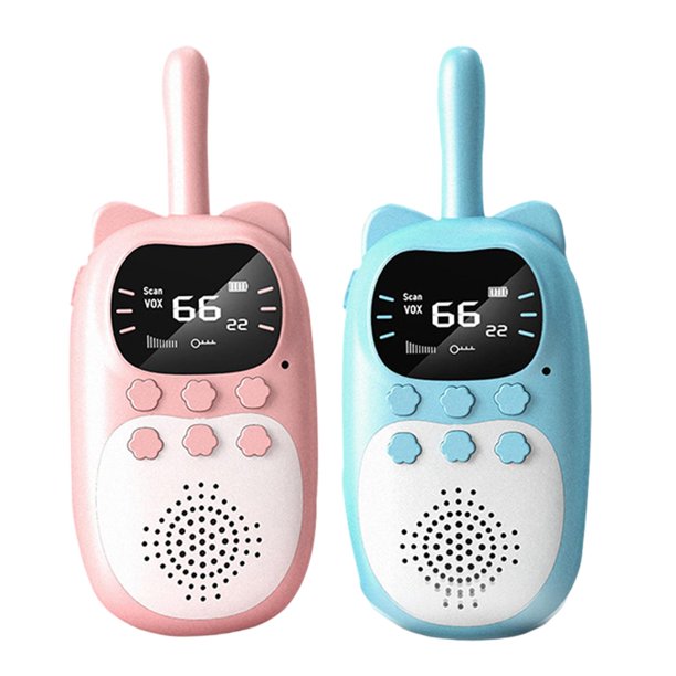 Dibujos Animados Walkie Talkies Inalámbricos para Niños 1000 mAh 2 Millas 1 azul 1 rosa Sunnimix