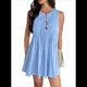 thumbnail image 2 of Vestido Mini de Verano para Mujer, con Lazo Frontal, Sin Mangas, Plisado, Informal, Holgado, Estilo Babydoll, Azul , Talla L, 2 of 10