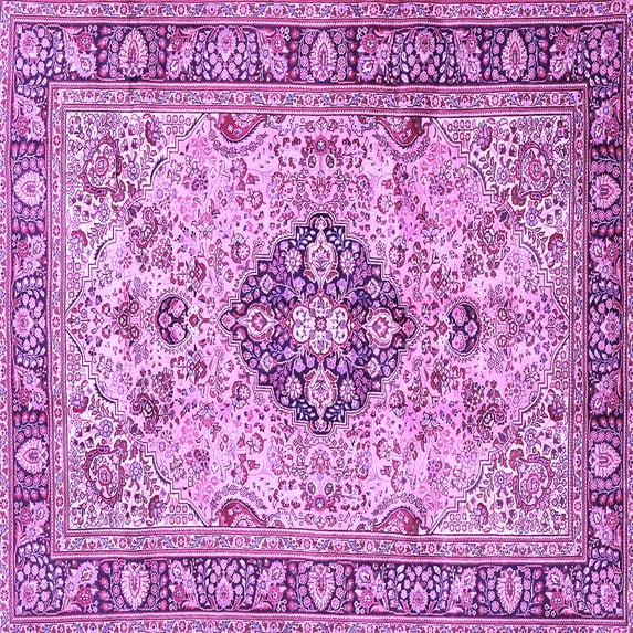 Ahgly Company Indoor Square Medallion Purple Traditional Area Rugs, 3' Square