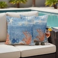 thumbnail image 4 of Orange Navy Blue Coral Outdoor Waterproof Pillow Covers, Summer Beach Coastal Ocean Ombre Decorative Square Throw Pillowcase Sofa Cushion Sham for Patio/Couch/Chair, 24"x24" 2 Pack, 4 of 8