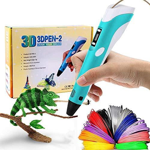 Upgraded Non-Clogging Adjustable Speed 3D Printing Drawing Printer Pen Compatible with ABS/PLA,Gifts for Kids Adults Arts Crafts Model DIY ESEUS 3D Pen with 120 Feet PLA Filament Refills 