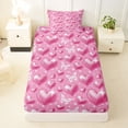 thumbnail image 3 of Erosebridal 3D Loves Pattern Twin Sheet Sets,Cartoon Butterflies Silhouette Bedding For Girls Teens 3 Pieces, 3 of 6