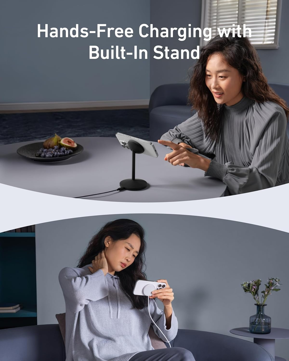 Anker MagGo iPhone 17 MagSafe Charger Compatible Stand, 15W Fast Magnetic Wireless Charging Station, Qi2 Certified 360° Wireless Charger, Magnetic Stand (No Adapter)