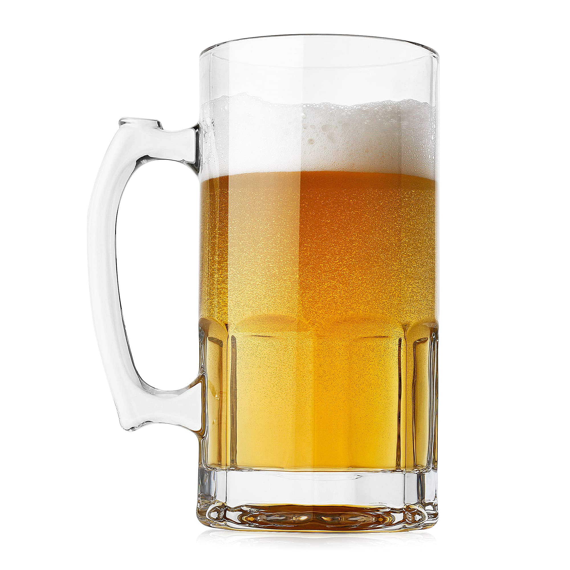 Bavel Style Extra Large Beer Mug 35 Ounce,Large Glass Mugs with Handle,One Liter German Beer Stein Super Mug (35 oz)