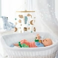 thumbnail image 4 of Baby Crib Bell – Rotating Wooden Wind Chime with Stars, Moon & Hot Air Balloon Hanging Toys for Newborn Sleep & Development, Blue, 4 of 8