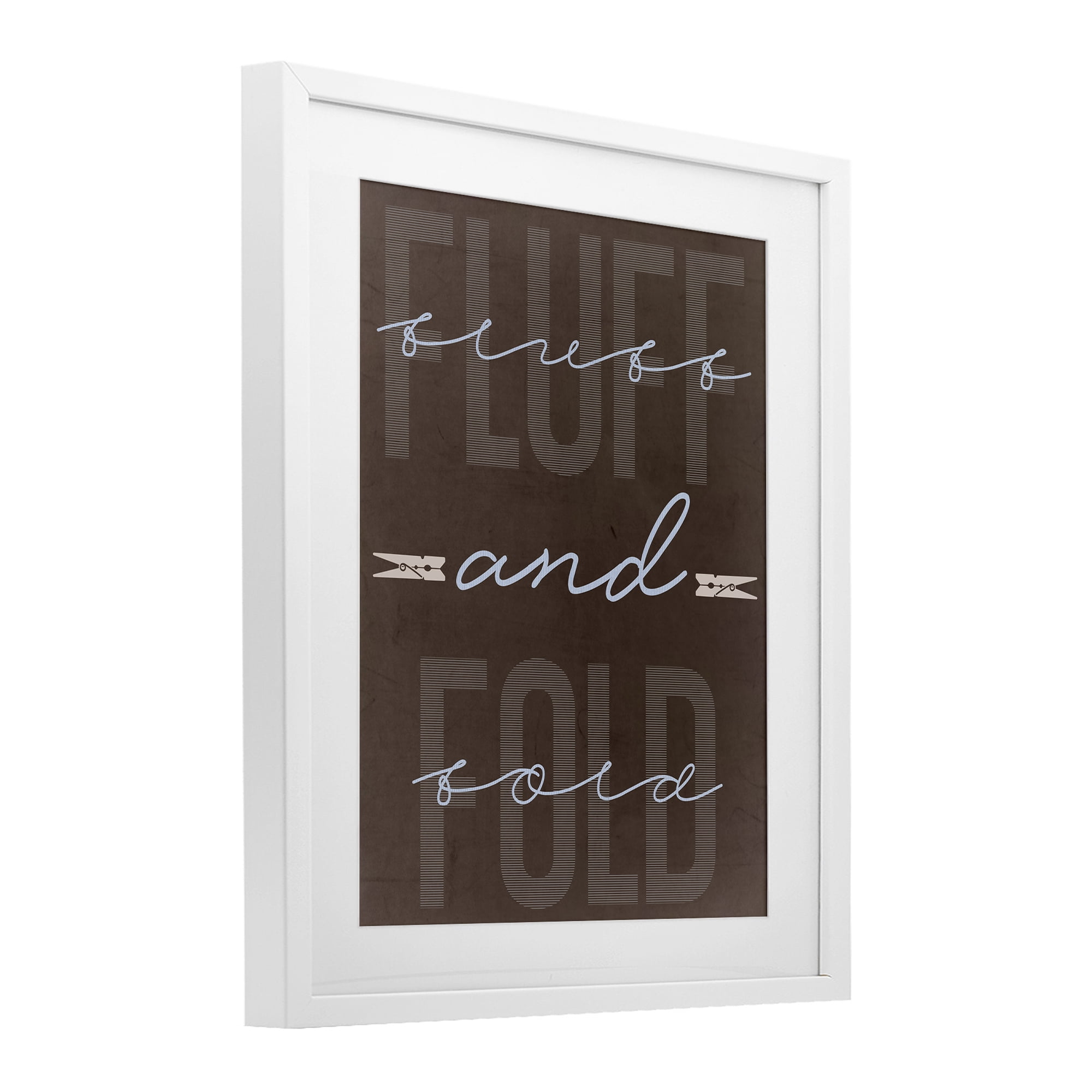 Fluff And Fold Brown Minimal White Framed Print Under Glass, design by Marcus Prime