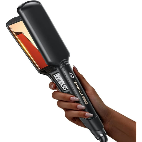 Plancha de pelo VANESSA PRO Flat Iron, plancha de titanio 100 % puro para una sola pasada para lograr un aspecto elegante, riza maravillosamente y alisa bien - 2 pulgadas