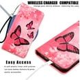 thumbnail image 5 of CaseHome iPhone 16 Wallet Case for Women, Cute Pink Flower Butterfly Pattern Magnetic Closure PU Leather Flip Cover with Card Holder and Kickstand Protective Phone Case, 5 of 7