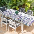 thumbnail image 2 of Purple Floral Table Cloths for 8 Foot Rectangle Tables, Spring Lavender Daisy Butterflies Botanical Patio Waterproof Elastic Fitted Tablecloths, Washable Rectangular Table Cover for Camping, 2 of 8