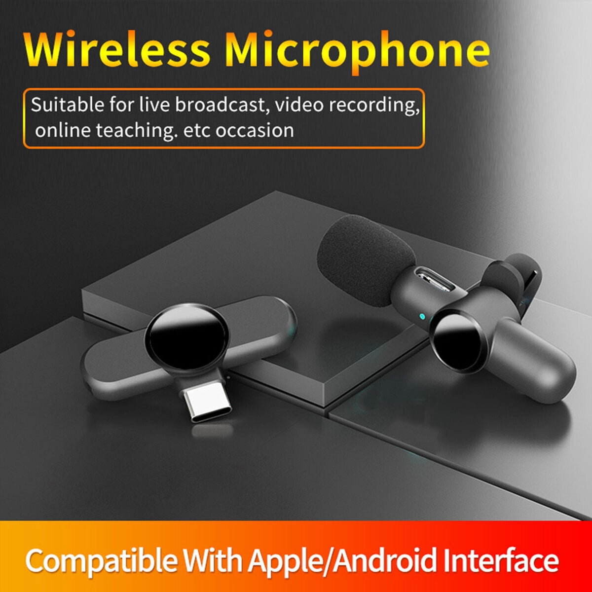 Mini Lavalier Microphone Wireless Audio Video Recording Mic For Android / iphone