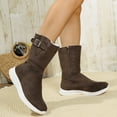 thumbnail image 3 of Wide Calf Winter Snow Booots for Women Suede Furry Lined Zipper Flat Casual Mid Calf Booties Outdoor Non Slip Sneakers, 3 of 7