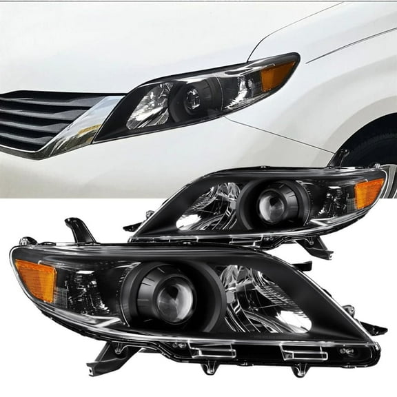 Nilight Headlight Assembly Compatible with 2011 2012 2013 2014 2015 2016 2017 2018 2019 2020 Toyota Sienna Black Housing Amber Reflector Clear Lens Headlights Replacement