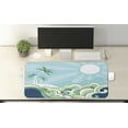 thumbnail image 2 of Tropical Computer Mouse Pad, Wavy Sea Pattern with Palm Trees Seascape Illustration Exotic Getaway Illustration, Rectangle Non-Slip Rubber Mousepad X-Large, 35" x 15", Multicolor, by Ambesonne, 2 of 2