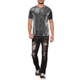 thumbnail image 2 of Camisetas de malla transparente Inspire Chic para hombres, camiseta de manga corta, camiseta brillante de purpurina metálica, 2XL plateada, 2 of 6