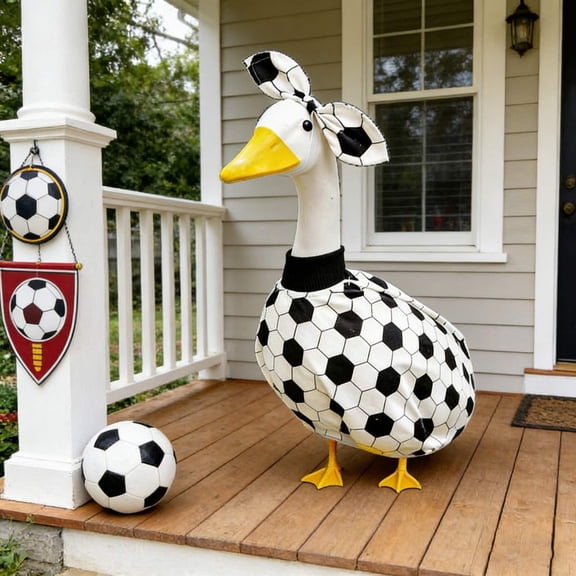 2pcs 2026 Soccer Cheerleader Outfit for 23in Porch Geese, Football Fan Costume Set for Lawn/Yard/Garden/Easter Decor, Cute Sports-Themed Goose Apparel (Goose Not Included), Easter Gifts, White