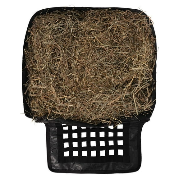 Schneiders Load-Flat Easy Fill 1.25" Extra Slow Feed Hay Bag | Hold 3-4 Hay Flakes | Black