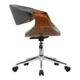 thumbnail image 4 of Armen Living Geneva Mid-Century Office Chair in Chrome finish with Gray Faux Leather and Walnut Veneer Arms, 4 of 8