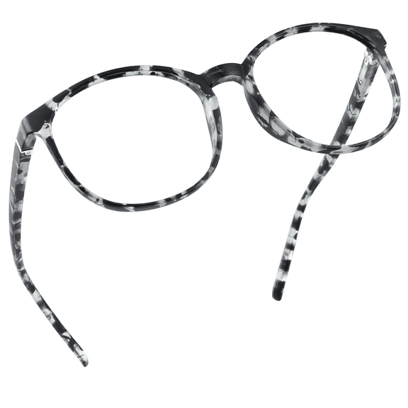 LifeArt Round Frame Blue Light Blocking Reading Glasses, Computer Gaming TV Glasses for Women Men (Gray, No Magnification)