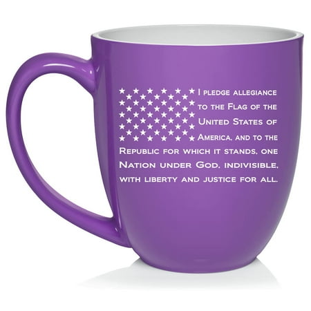 

American Flag Pledge Of Allegiance Ceramic Coffee Mug Tea Cup Gift for Him Her Husband Mom Dad Father’s Day Mother s Day Friend Birthday Boss Housewarming Fourth of July (16 oz Purple)