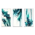 thumbnail image 2 of Designart "Turquoise Tropics - A Celebration of Joy II" Abstract Liquid Ink Framed Wall Art Set Of 3 - Blue Modern Frame Canvas Set For Living Room Decor, 2 of 6