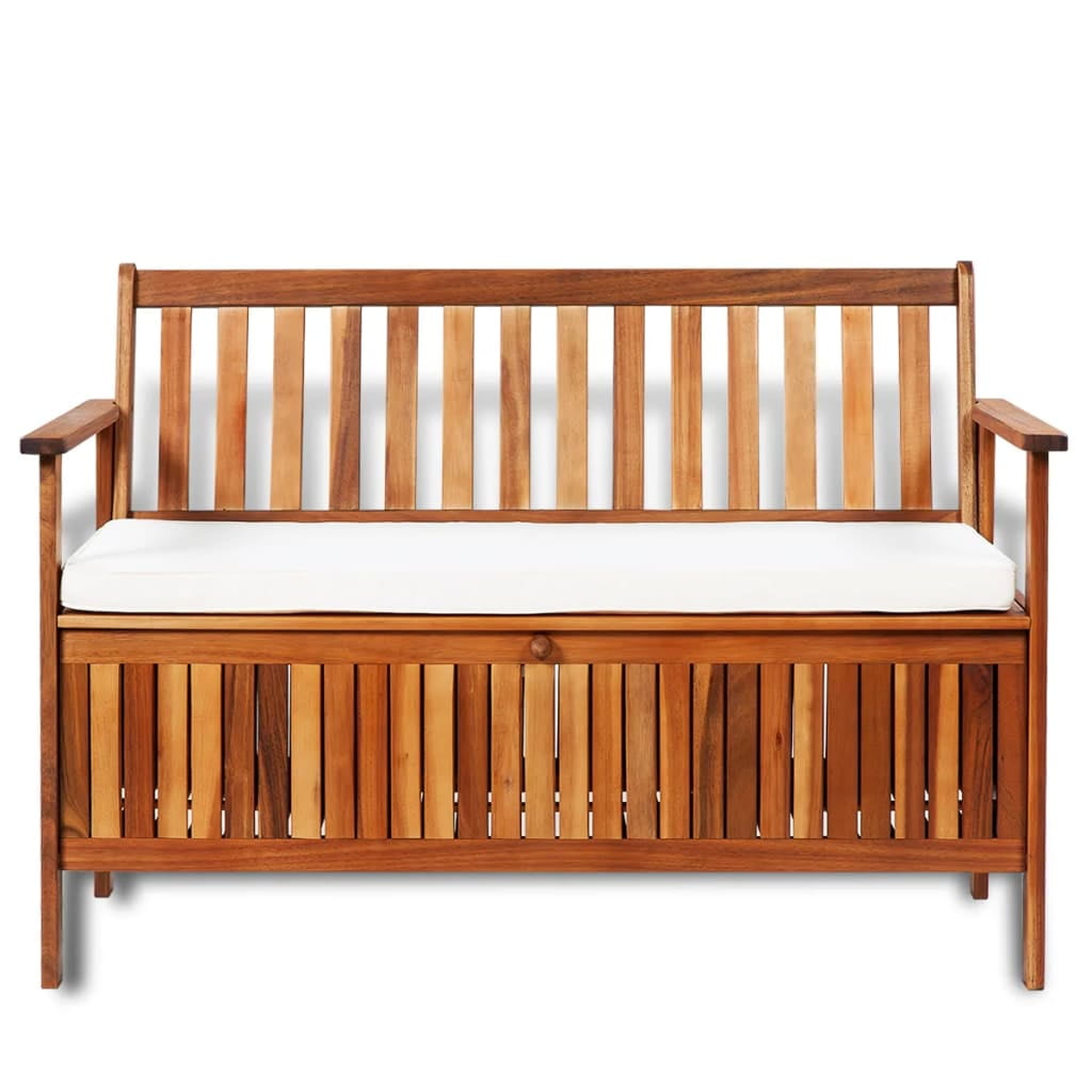 HERCHR Garden Storage Bench Solid Acacia Wood 47.2"x24.8"x33.1