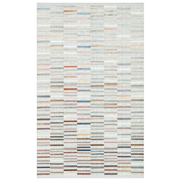 Moncalieri Grey Modern Area Rugs for Living Room Jacquard Textured Modern Rugs Soft Geometric Rug for Bedroom Mid Century Washable Rug Non-Slip Bohemian Carpet Perfect for Dining Room Office Beige