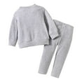 thumbnail image 2 of LYHaoo 2Pcs Clothing Set Girls' Casual Knitted Set With Flower Pattern Long Sleeve Top And Pants Two Piece Outfit For 0 3 Years Old Sizes 9-12 Months(Gray), 2 of 6