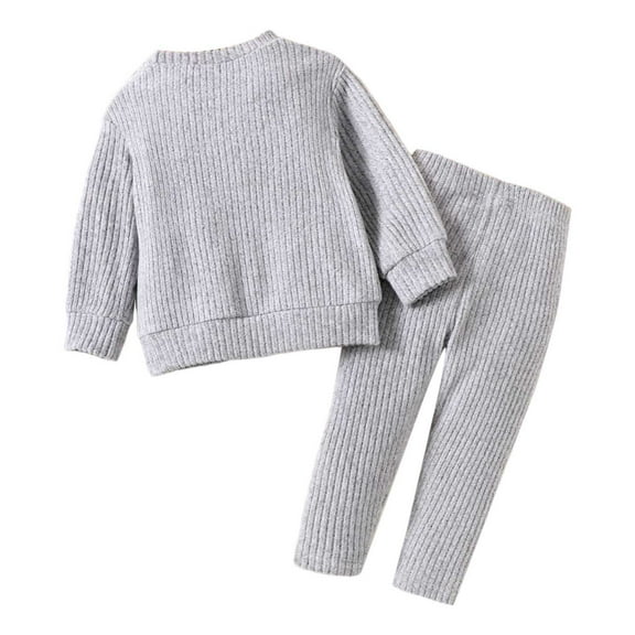 ZXLBBD Girls Knitted Set with Flower Pattern Long Sleeve Top and Pants Two Piece Outfit Casual Versatile Outdoor Daily Wear Size 9 M-12 M